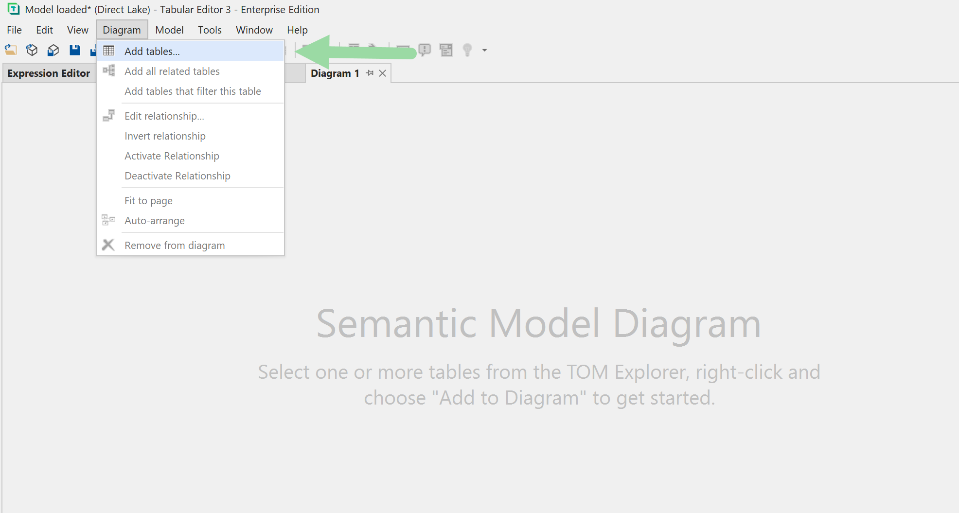 Diagram Add Tables